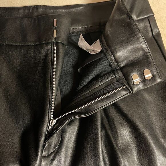 INC Faux Leather Scalloped Hem Pants - Chic & Edgy - Size 14 - Picture 10 of 11